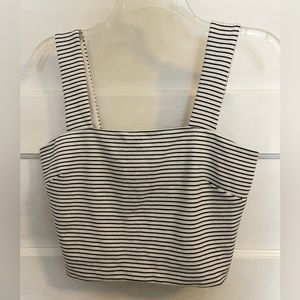 Leyden wide strap crop top black and white stripes
